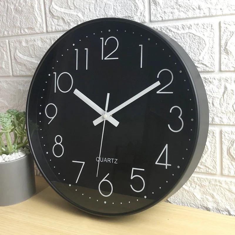 Wall Clock Battery Operated Plastic Frame Glass Cover Indoor Use