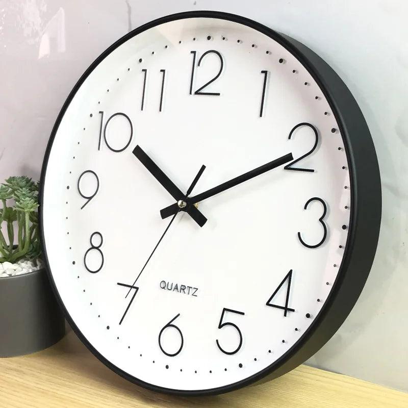 Wall Clock Battery Operated Plastic Frame Glass Cover Indoor Use
