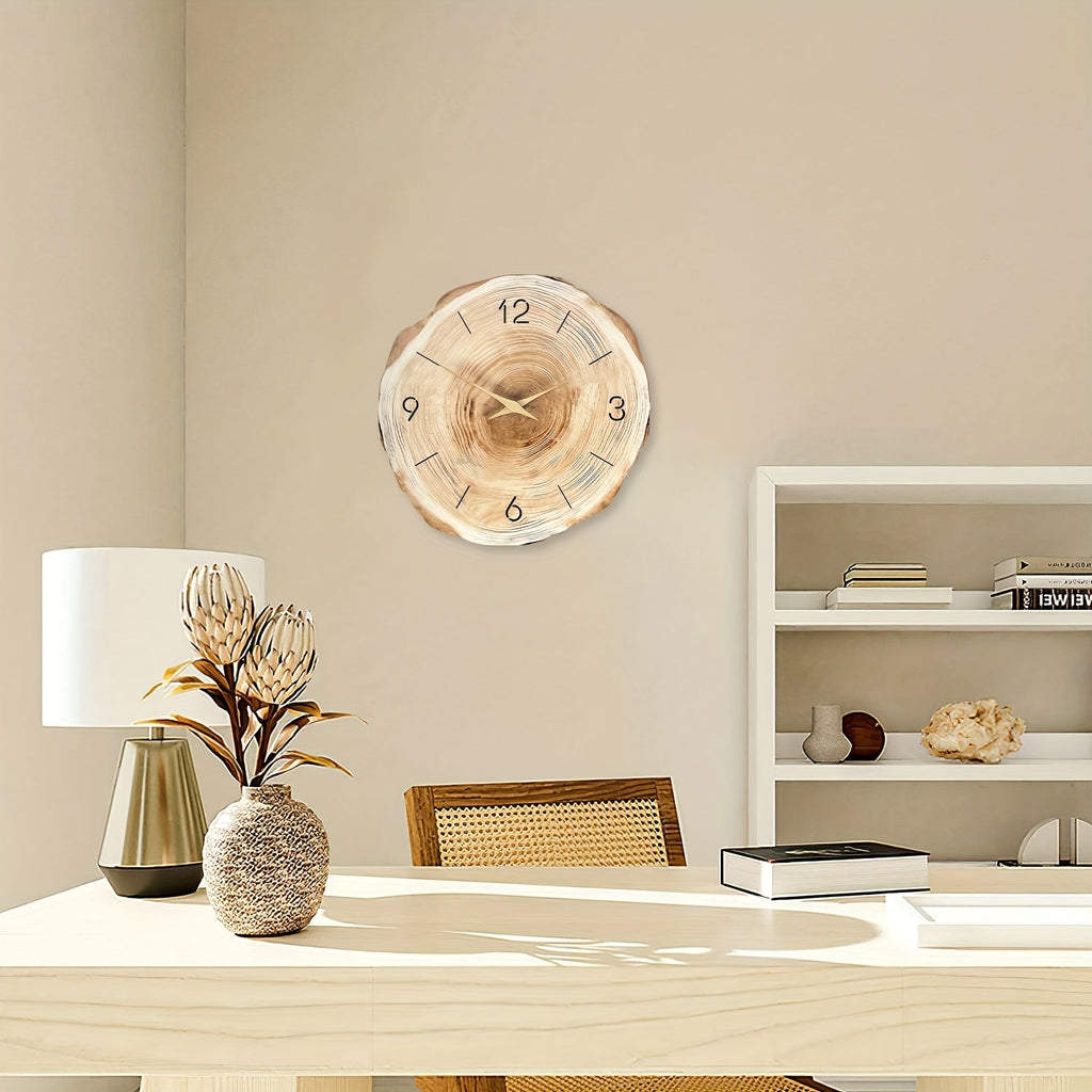 Wooden Design Wall Clock Quartz Movement Battery Operated Indoor