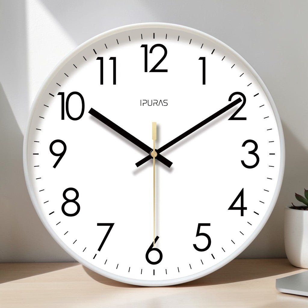 Nordic Wall Clock Silent Quartz Movement Minimalist Glass ABS Battery Powered