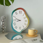 Wall Clock Acrylic Irregular Design Silent Movement Black Blue Multicolor