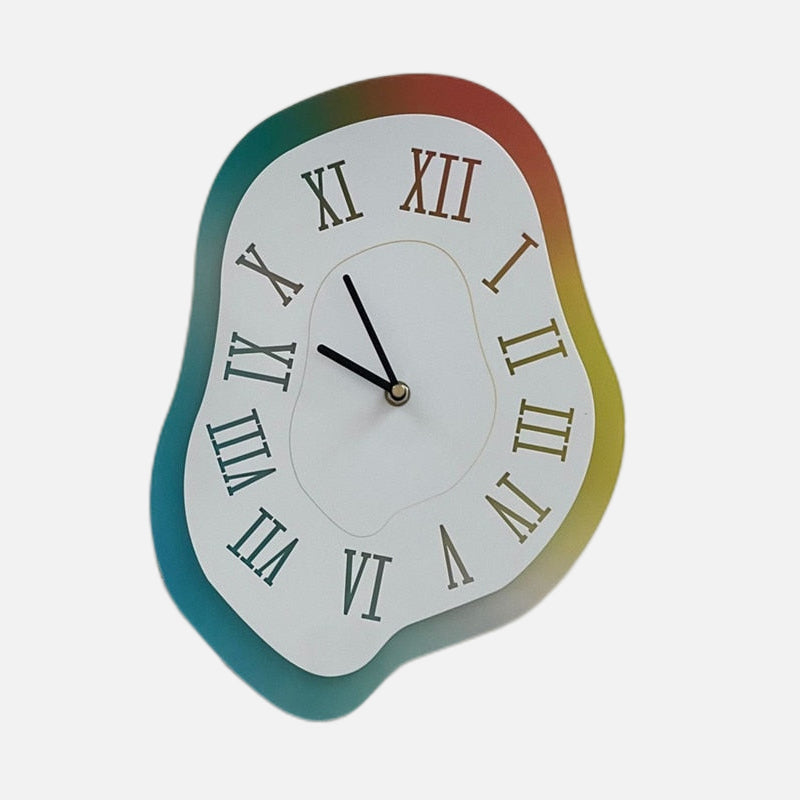 Wall Clock Acrylic Irregular Design Silent Movement Black Blue Multicolor