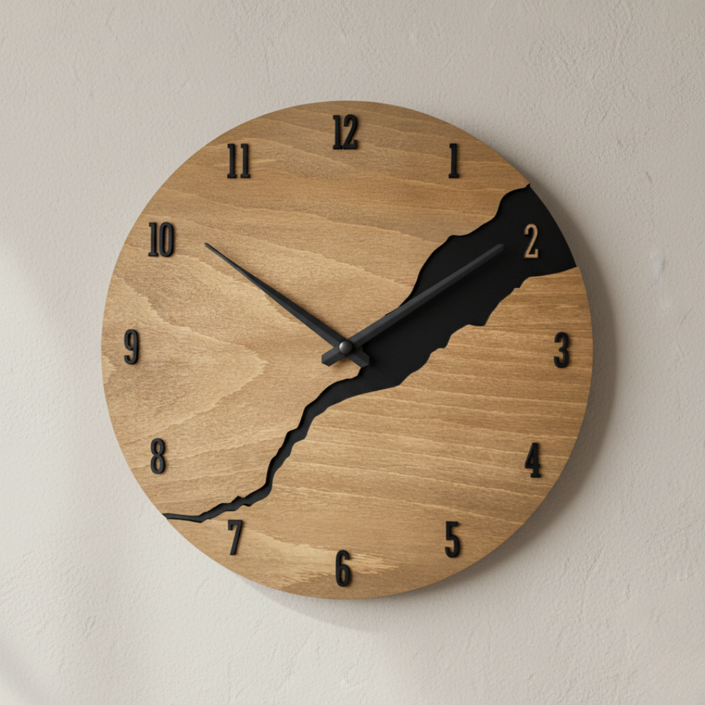 Walnut Wall Clock Premium Wood Minimalist Wall Mounted Design