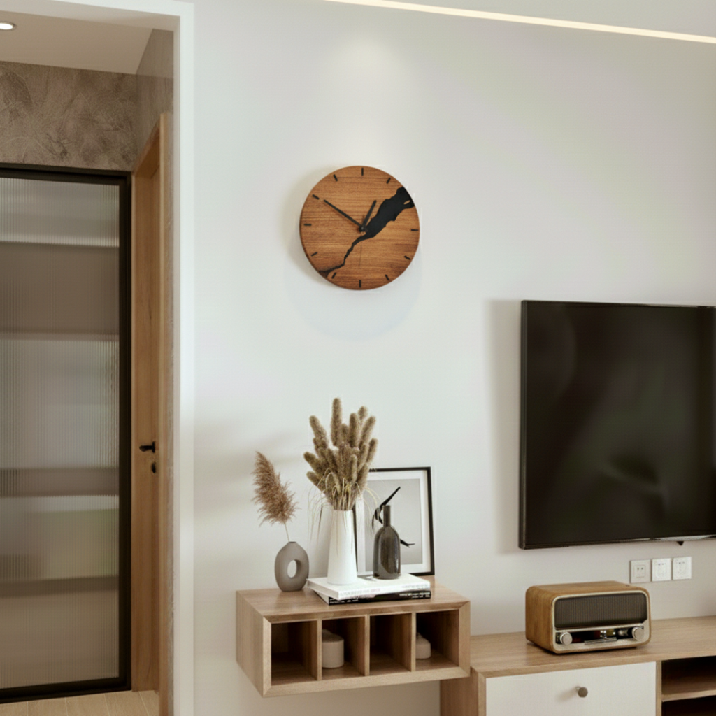 Walnut Wall Clock Premium Wood Minimalist Wall Mounted Design