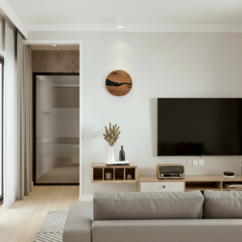 Walnut Wall Clock Premium Wood Minimalist Wall Mounted Design
