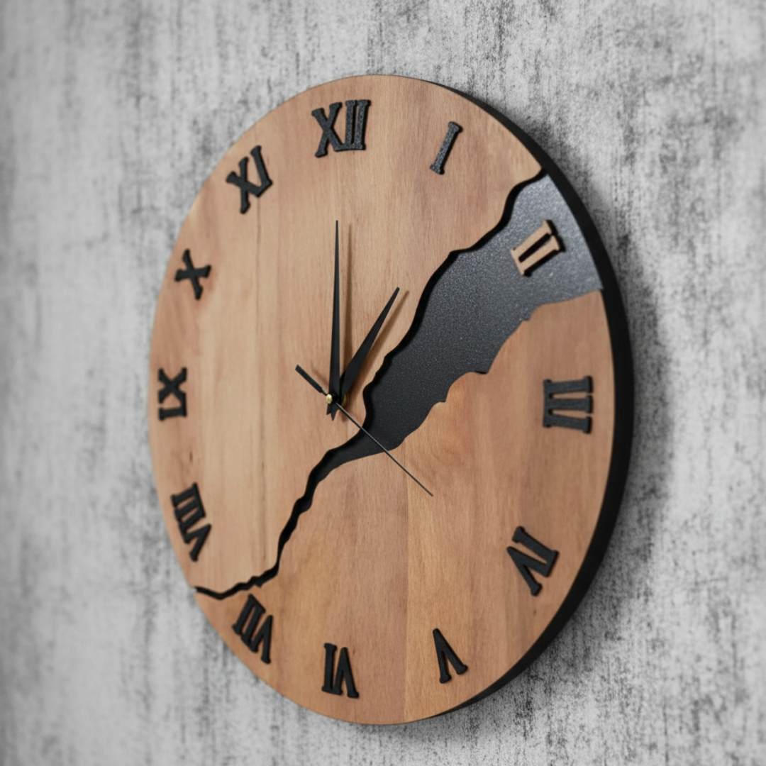Walnut Wall Clock Premium Wood Minimalist Wall Mounted Design
