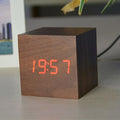 Modern Wooden Digital Desk Clock – Minimalist Cube Design for Home or Office, Compact Bamboo Wood Timekeeper