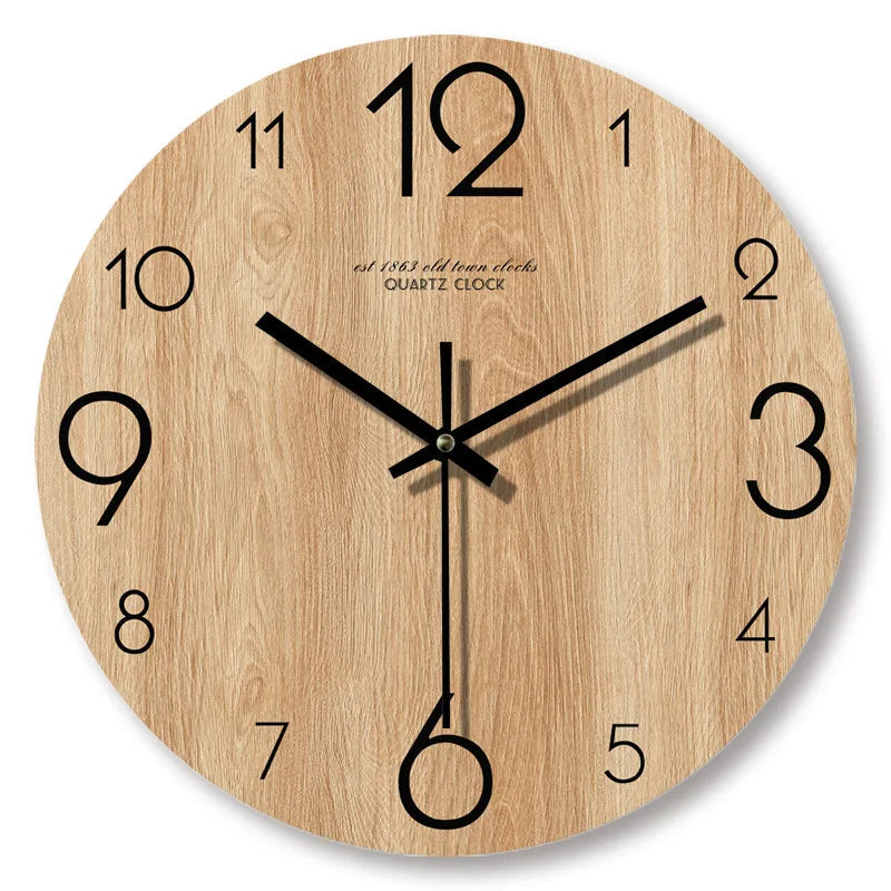 Wooden Wall Clock Minimalist Design Silent Operation Analog Display