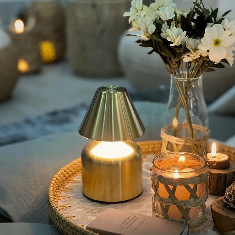 Modern Wrought Iron Table Lamp – Dimmable and Rechargeable with Customizable Illumination