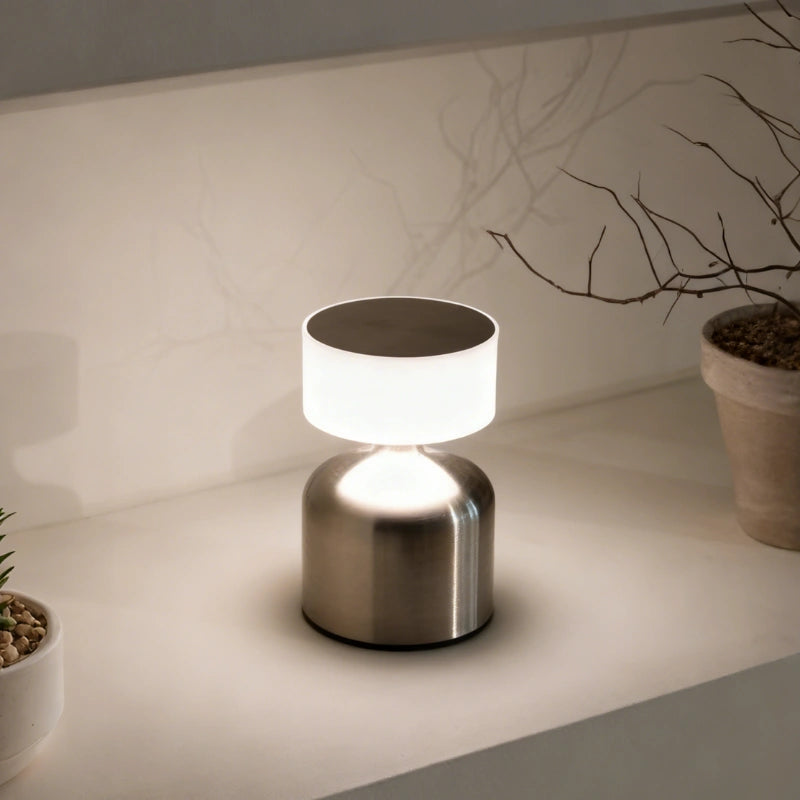 Modern Wrought Iron Table Lamp – Dimmable and Rechargeable with Customizable Illumination
