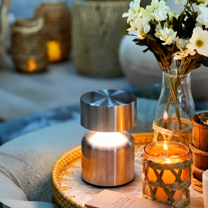 Modern Wrought Iron Table Lamp – Dimmable and Rechargeable with Customizable Illumination