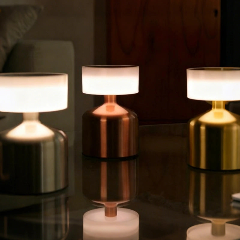 Modern Wrought Iron Table Lamp – Dimmable and Rechargeable with Customizable Illumination
