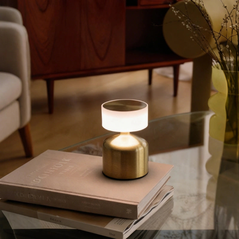 Modern Wrought Iron Table Lamp – Dimmable and Rechargeable with Customizable Illumination
