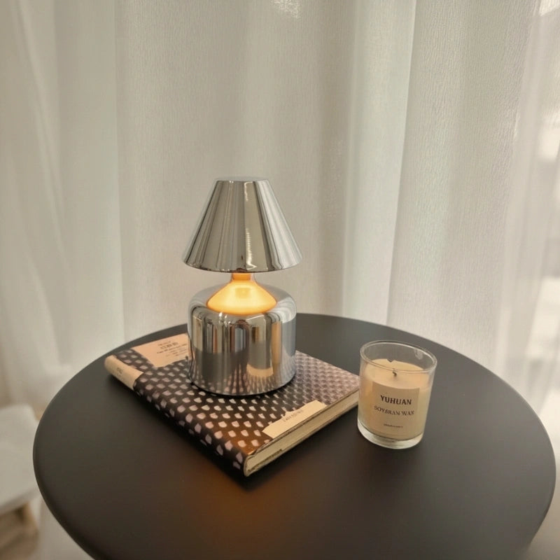 Modern Wrought Iron Table Lamp – Dimmable and Rechargeable with Customizable Illumination