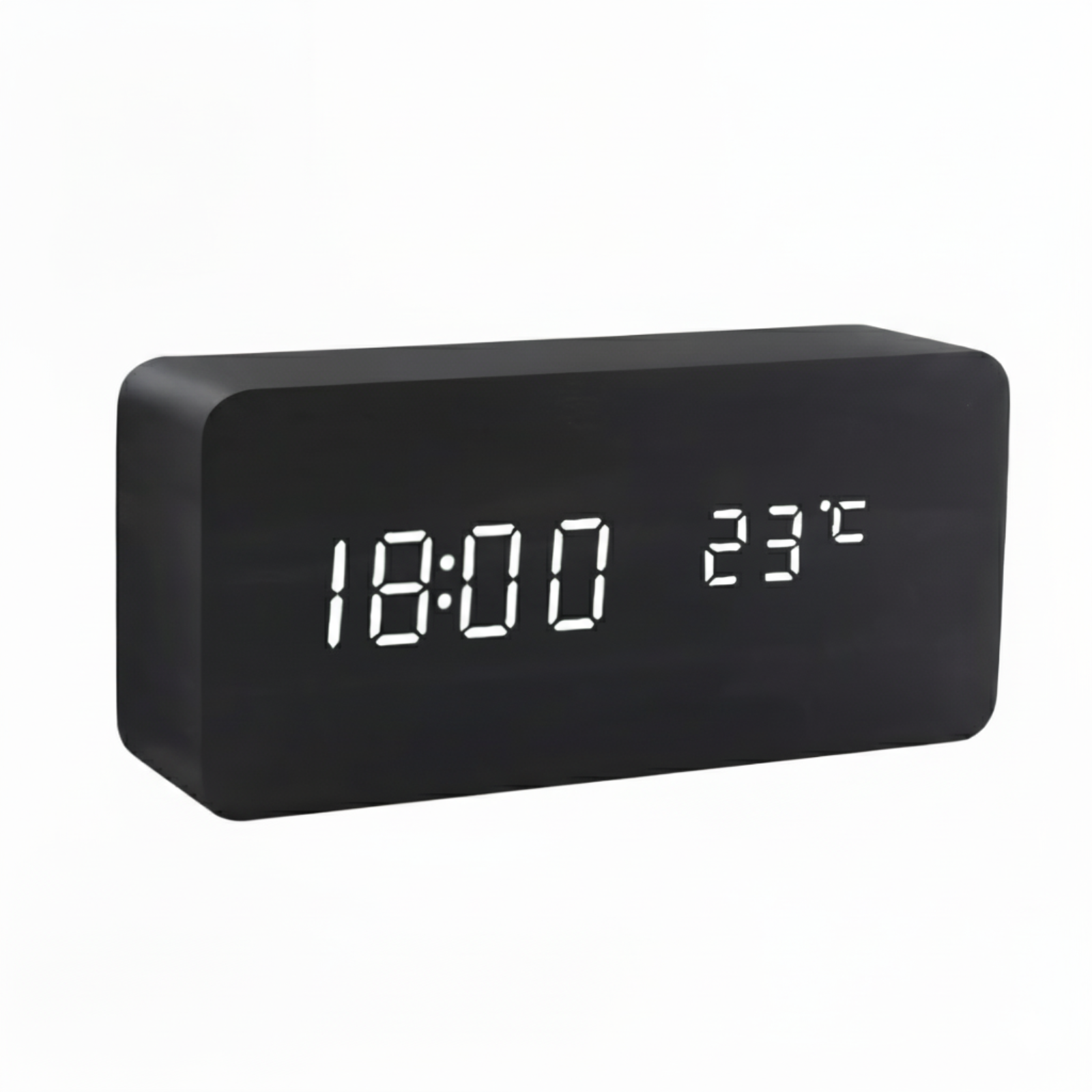 Modern Wooden LED Digital Alarm Clock - Smart Bedside Clock with Adjustable LED Display