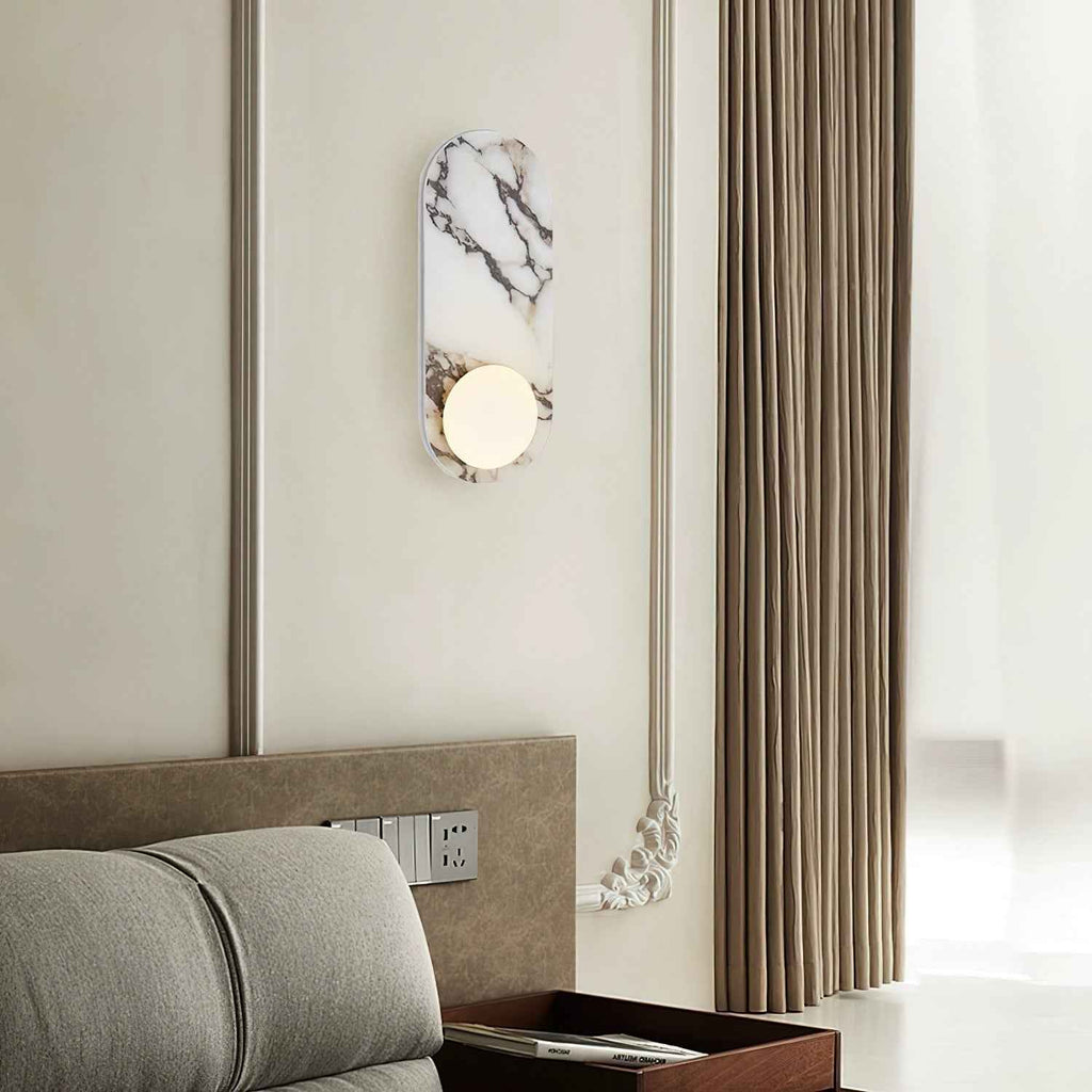 Aria Wandlamp | Marmerlook, Opaalglas, Modern Design