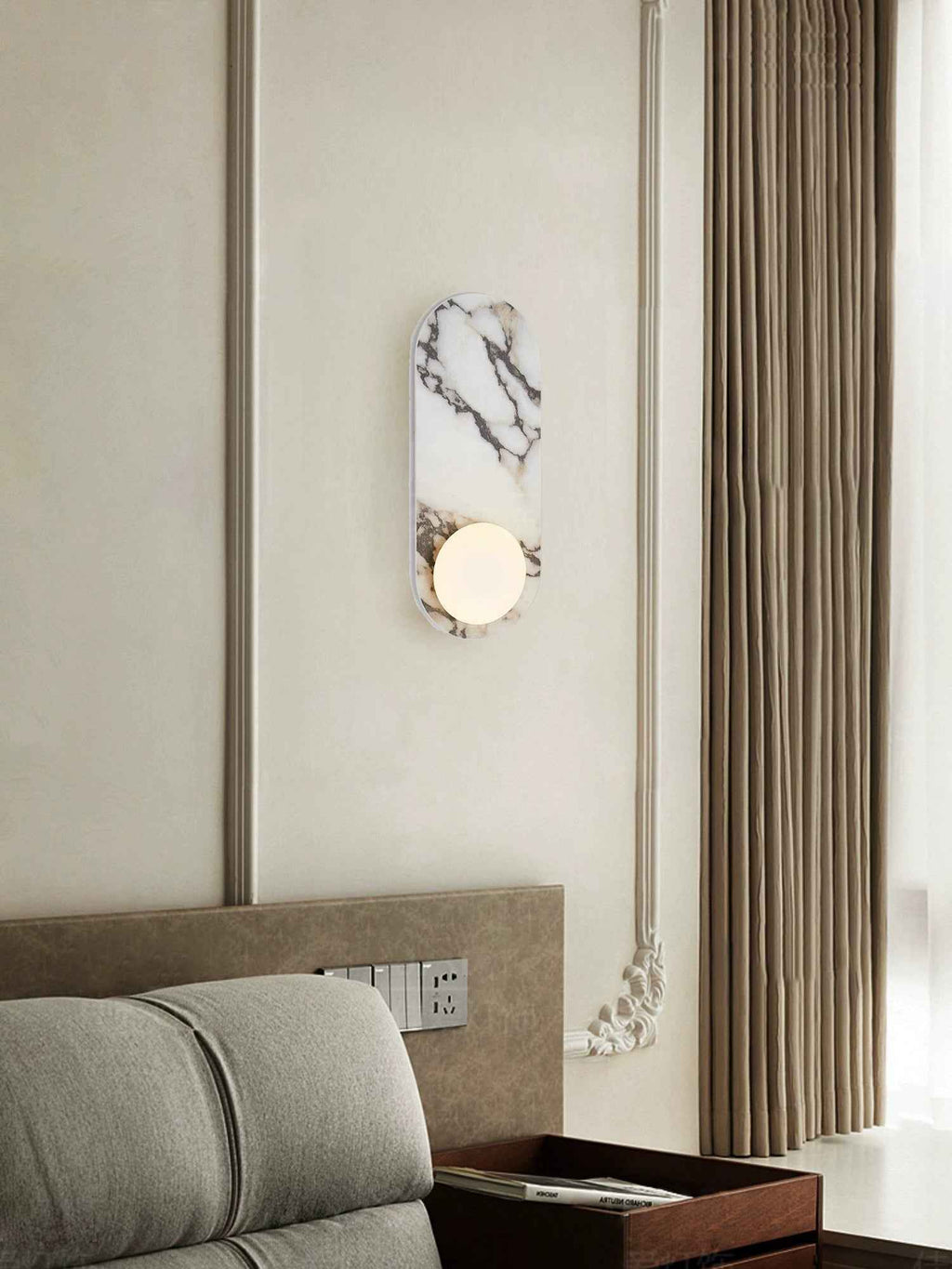 Aria Wandlamp | Marmerlook, Opaalglas, Modern Design