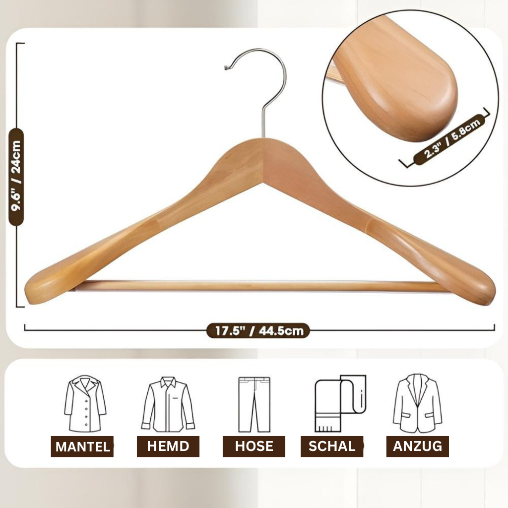 ModusAkzent: Wooden Hanger – Elegant, Sturdy & Versatile for Suits, Shirts & Coats