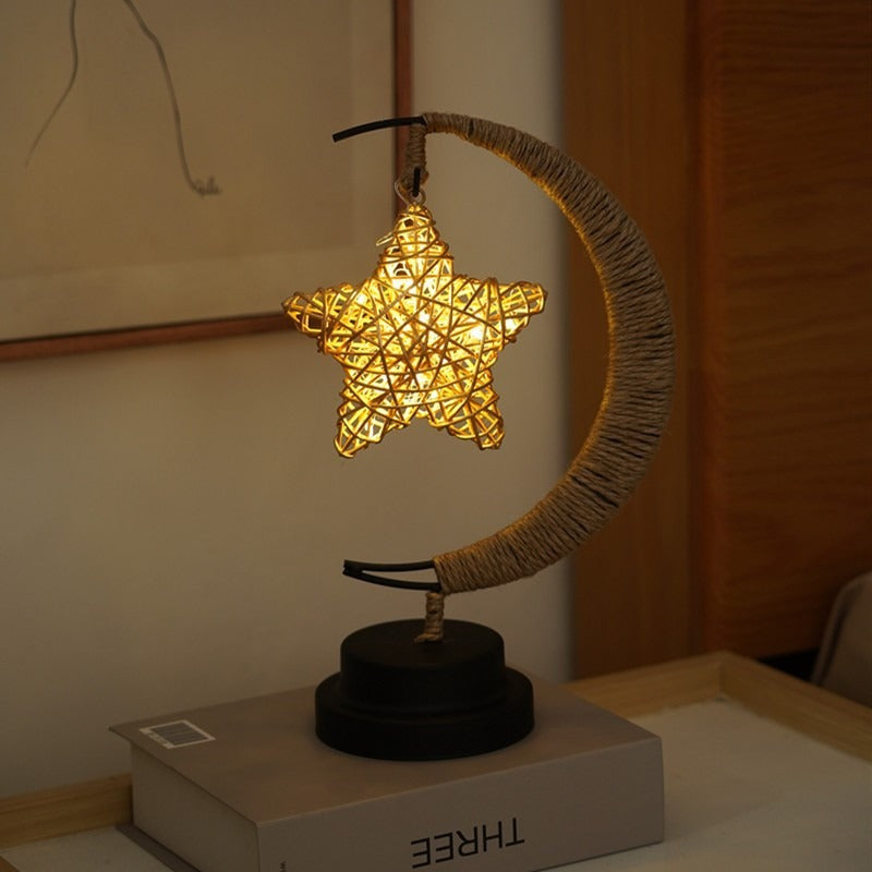 Table Lamp Moon Design Glass LED Battery Operated