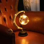 Table Lamp Moon Design Glass LED Battery Operated