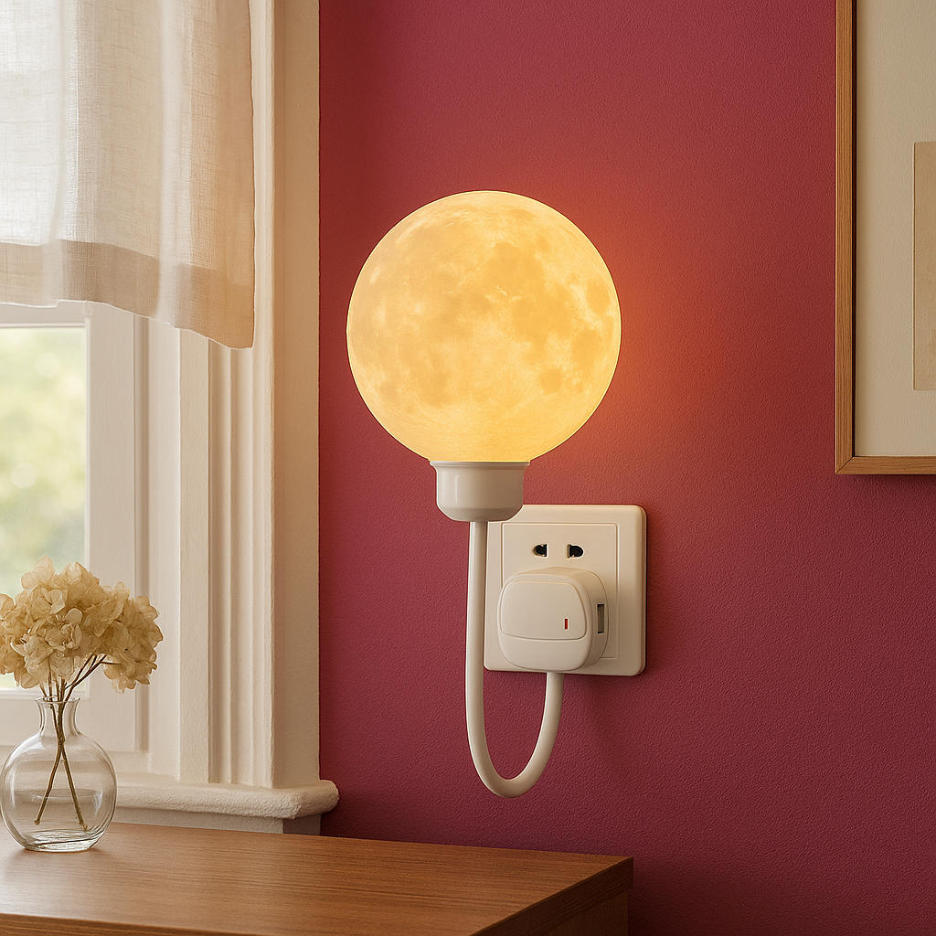 Moon Wall Light, LED 3000 K Warm White, Plug-In Wall Fixture