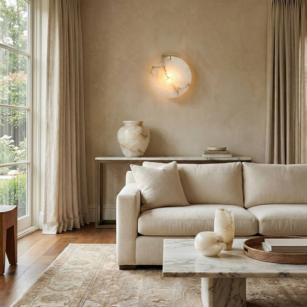 Moonshade Alabaster Disc Wall Sconce