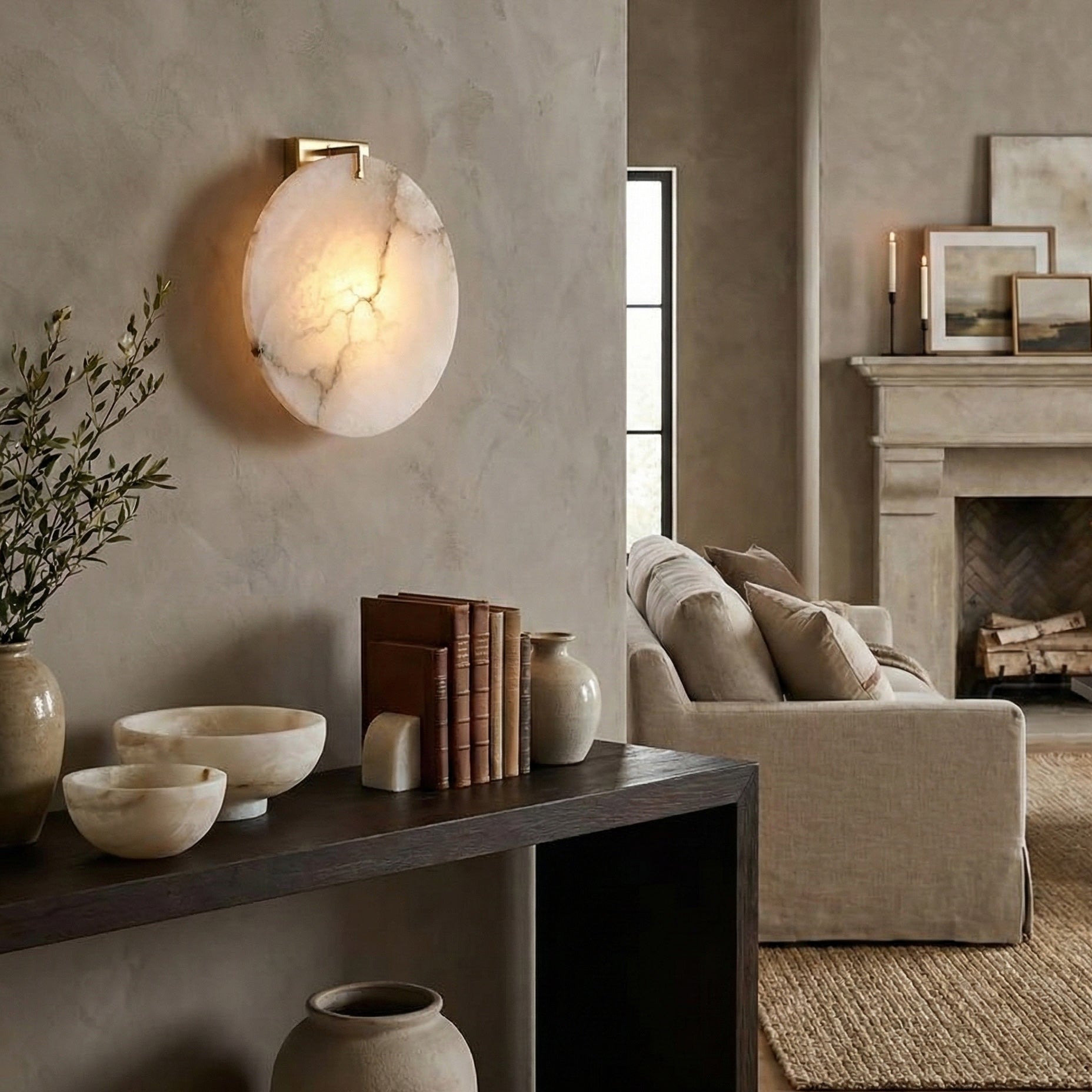 Moonshade Alabaster Disc Wall Sconce