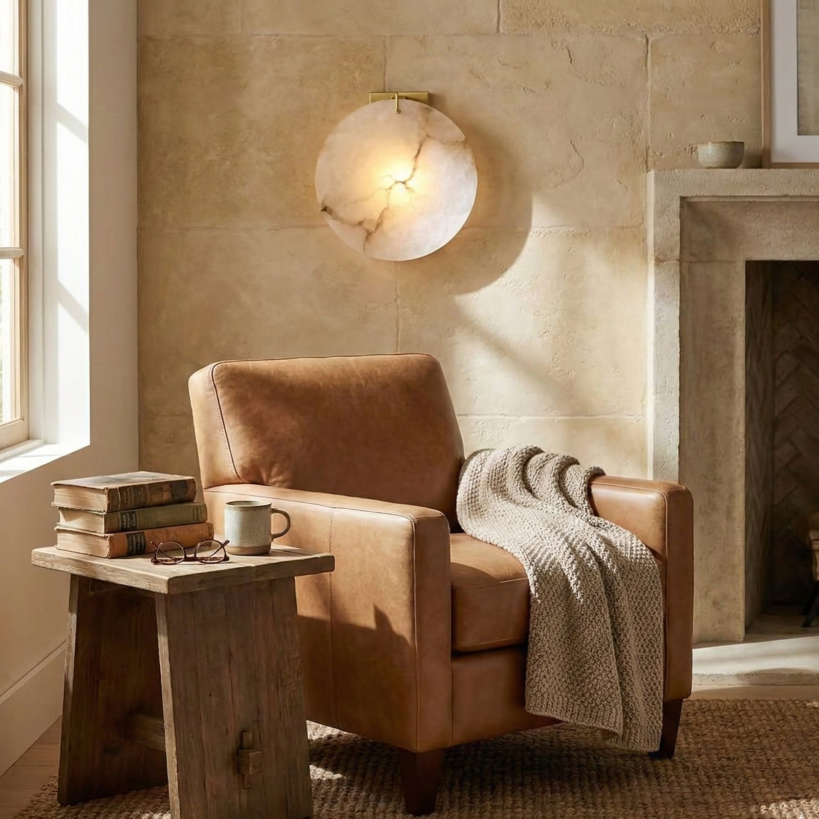 Moonshade Alabaster Disc Wall Sconce