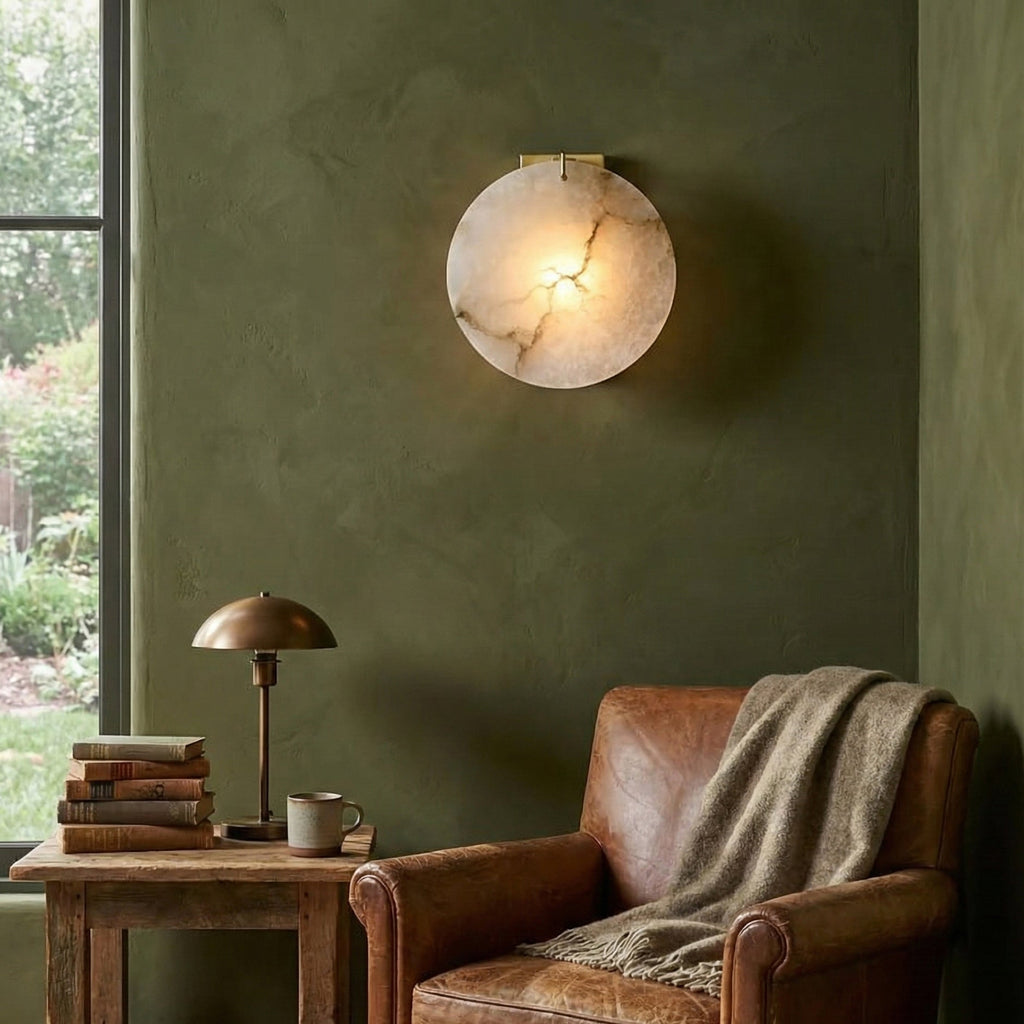 Moonshade Alabaster Disc Wall Sconce
