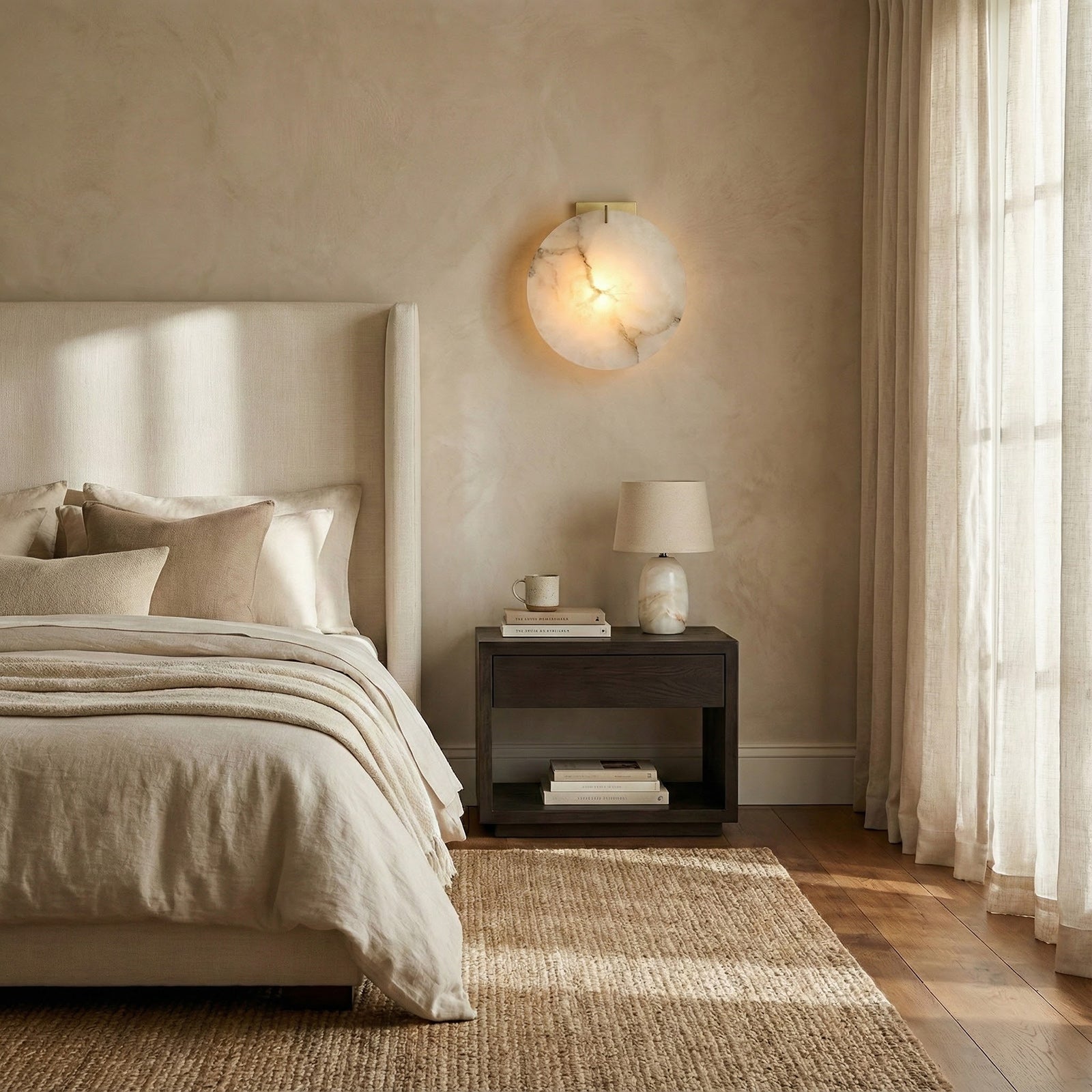 Moonshade Alabaster Disc Wall Sconce