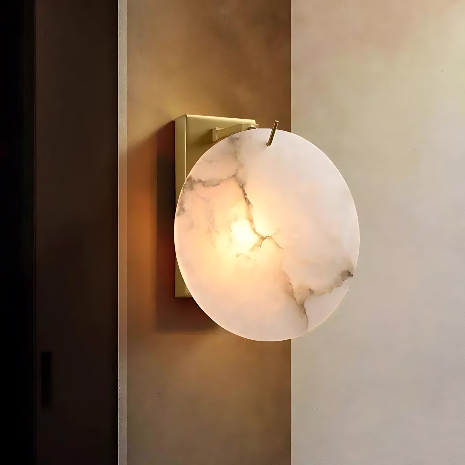 Moonshade Alabaster Disc Wall Sconce