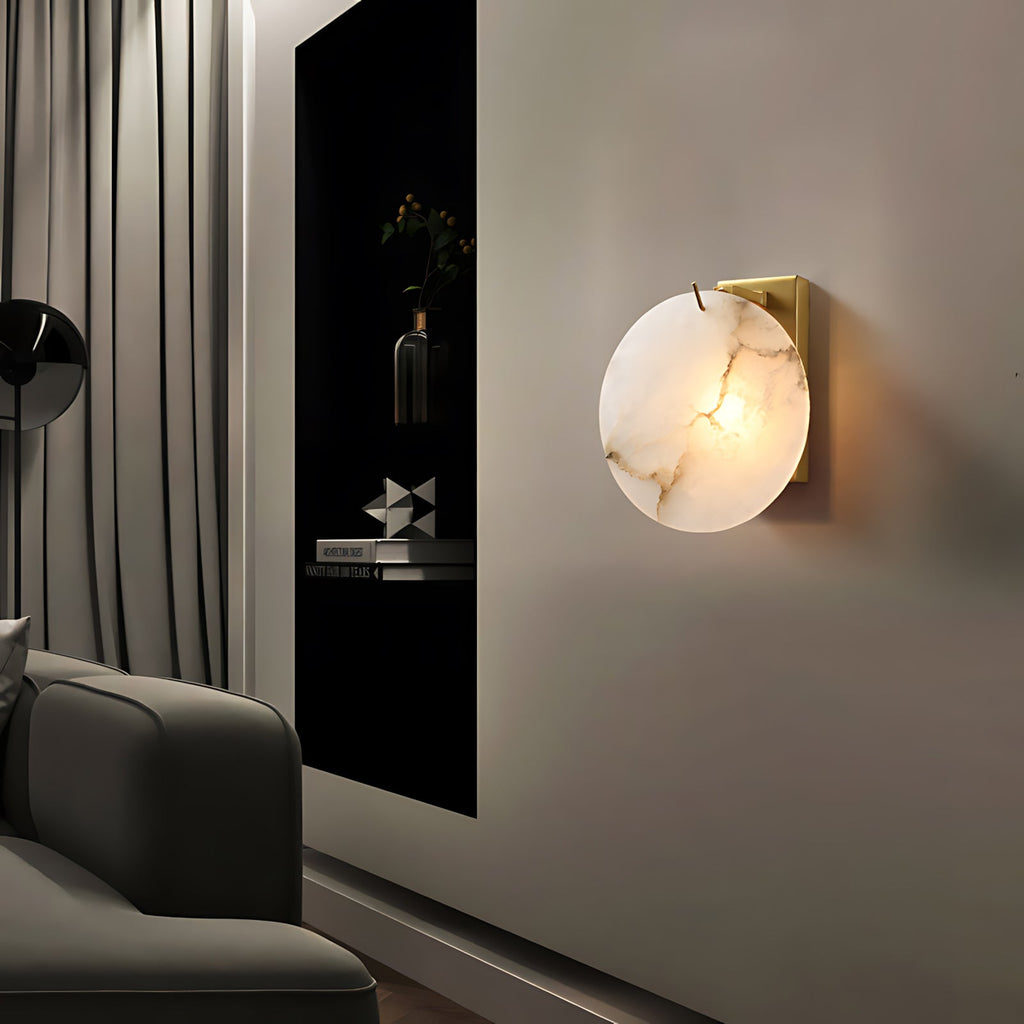 Moonshade Alabaster Disc Wall Sconce