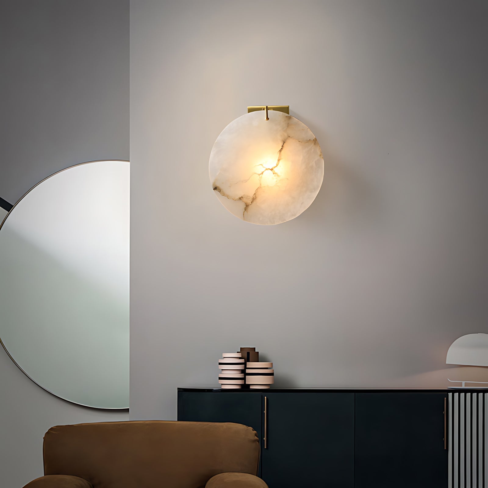 Moonshade Alabaster Disc Wall Sconce