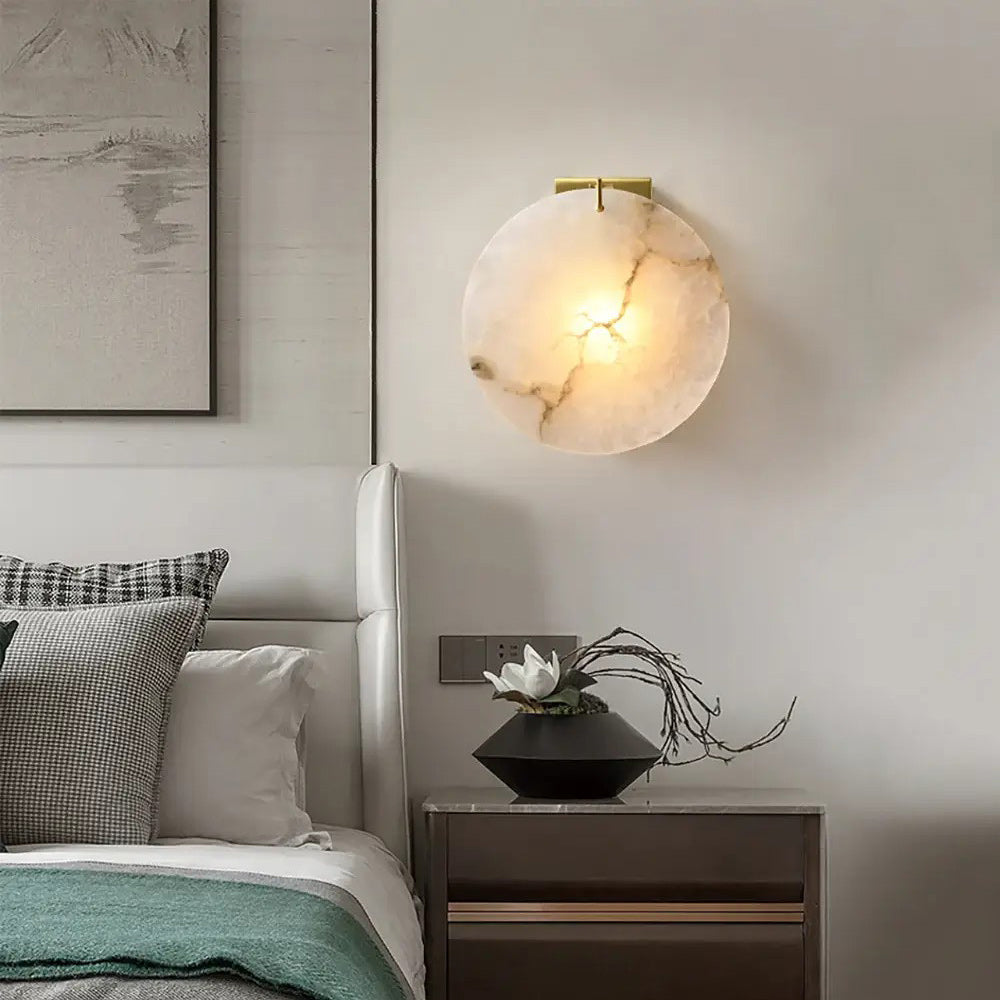 Moonshade Alabaster Disc Wall Sconce