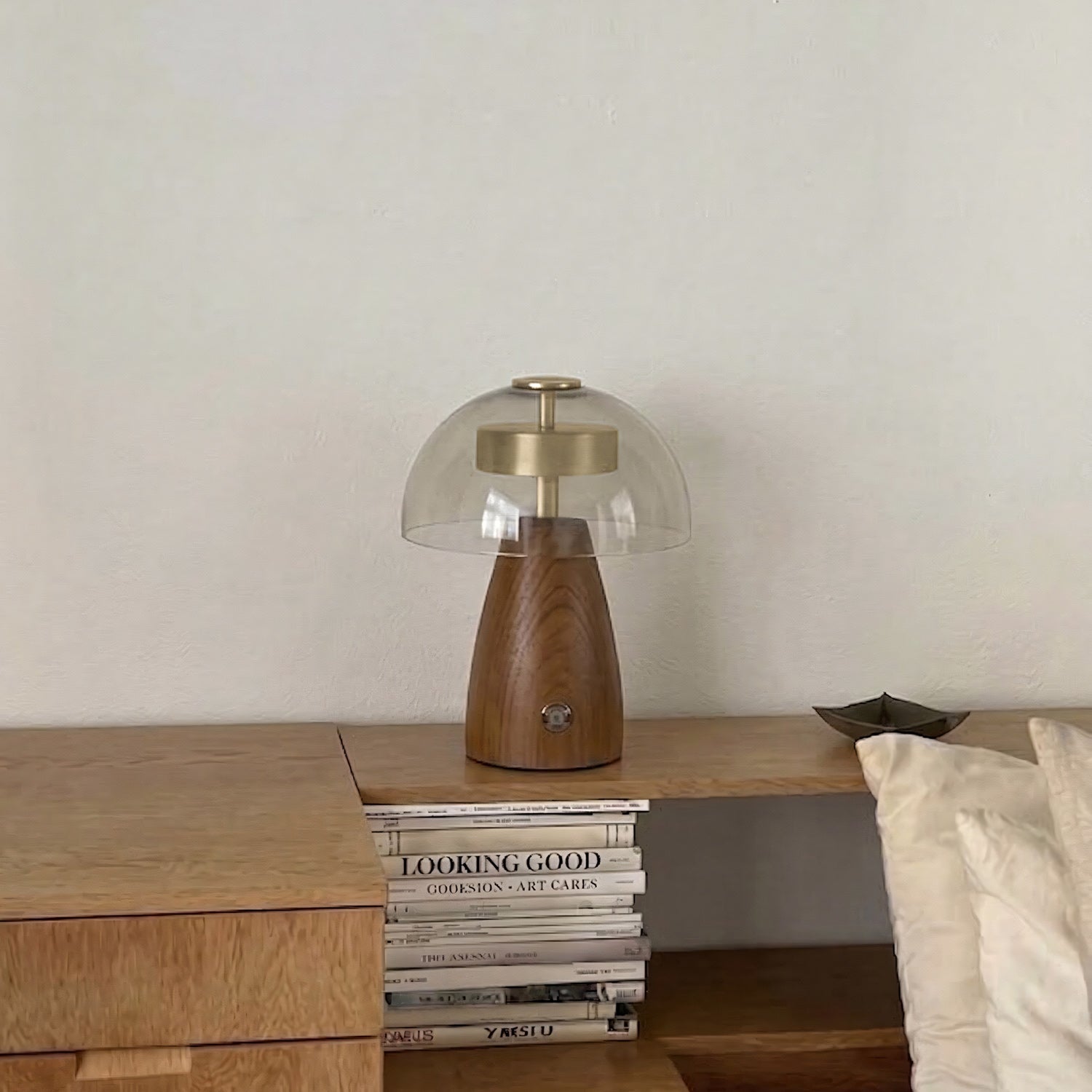 Moreau Walnut & Glass Touch Table Lamp