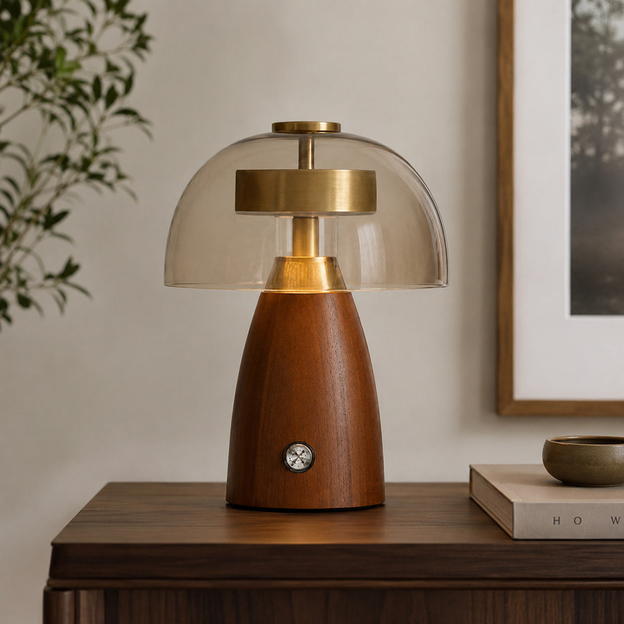 Moreau Walnut & Glass Touch Table Lamp