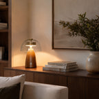 Moreau Walnut & Glass Touch Table Lamp