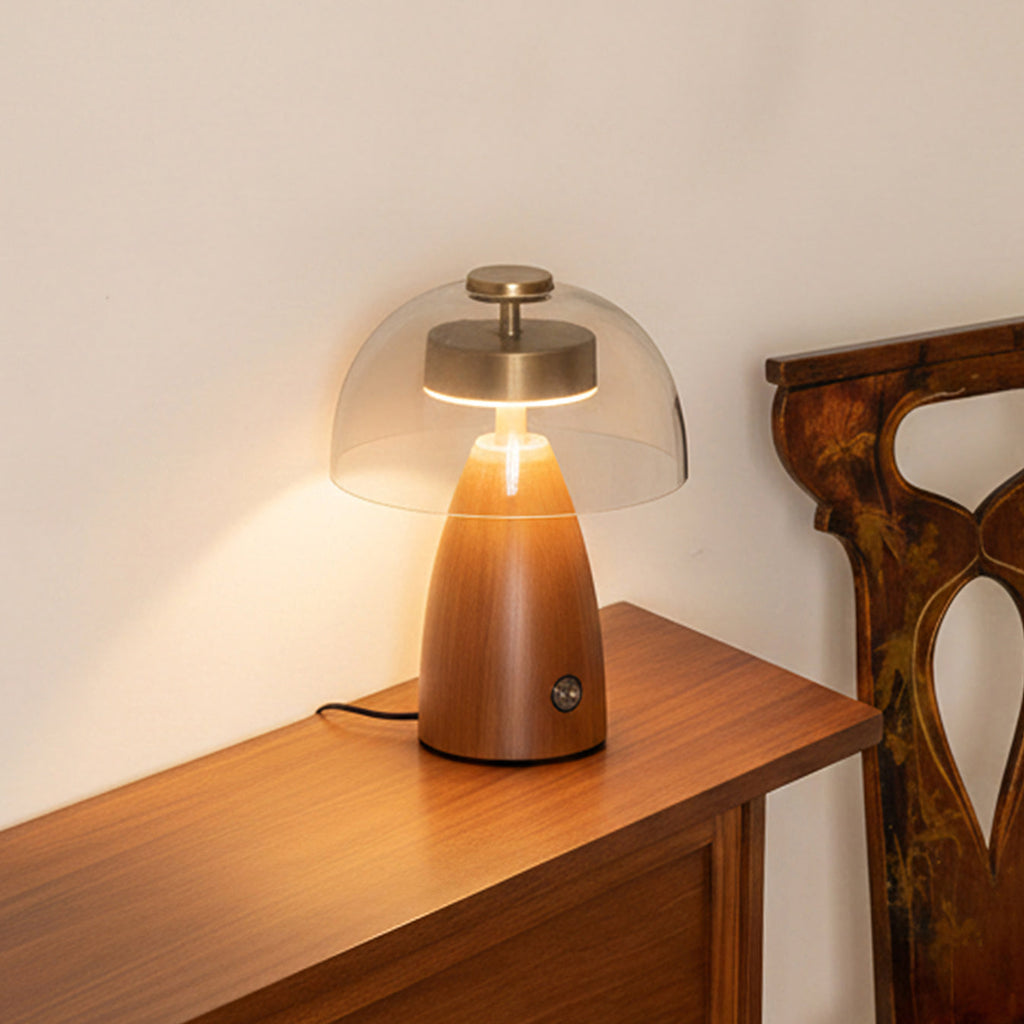 Moreau Walnut & Glass Touch Table Lamp