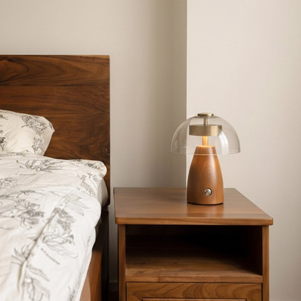Moreau Walnut & Glass Touch Table Lamp