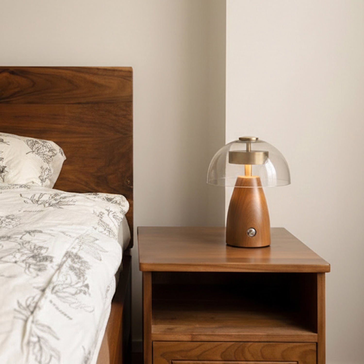 Moreau Walnut & Glass Touch Table Lamp