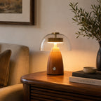 Moreau Walnut & Glass Touch Table Lamp