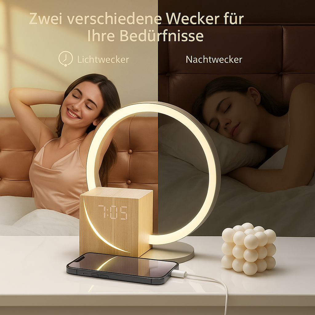 MorningGlow: Sunrise Alarm Clock with LED Light Simulation & Nature Sounds – for Bedroom & Nightstand