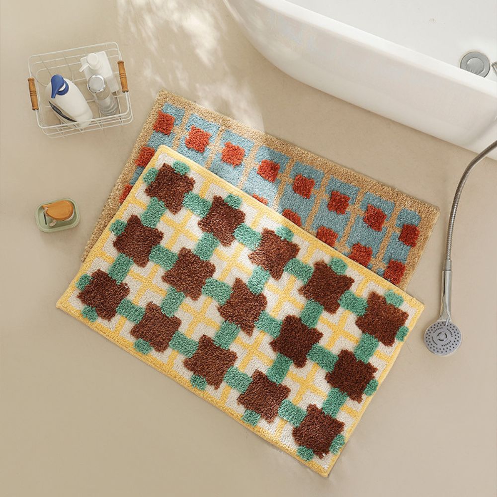 Moroccan Design Non-Slip Bath Mat with Quick-Dry Surface – Soft Fabric Bathroom Mat