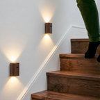 Motion Sensor Wall Light LED Warm White 3000K Battery Powered Wood Housing