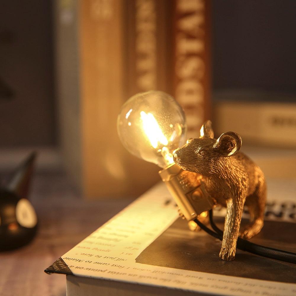Table Lamp Mouse Shaped Ceramic Resin LED