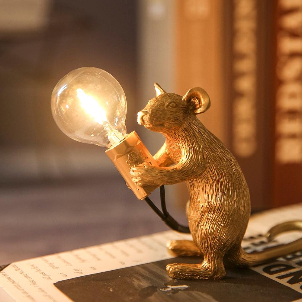 Table Lamp Mouse Shaped Ceramic Resin LED
