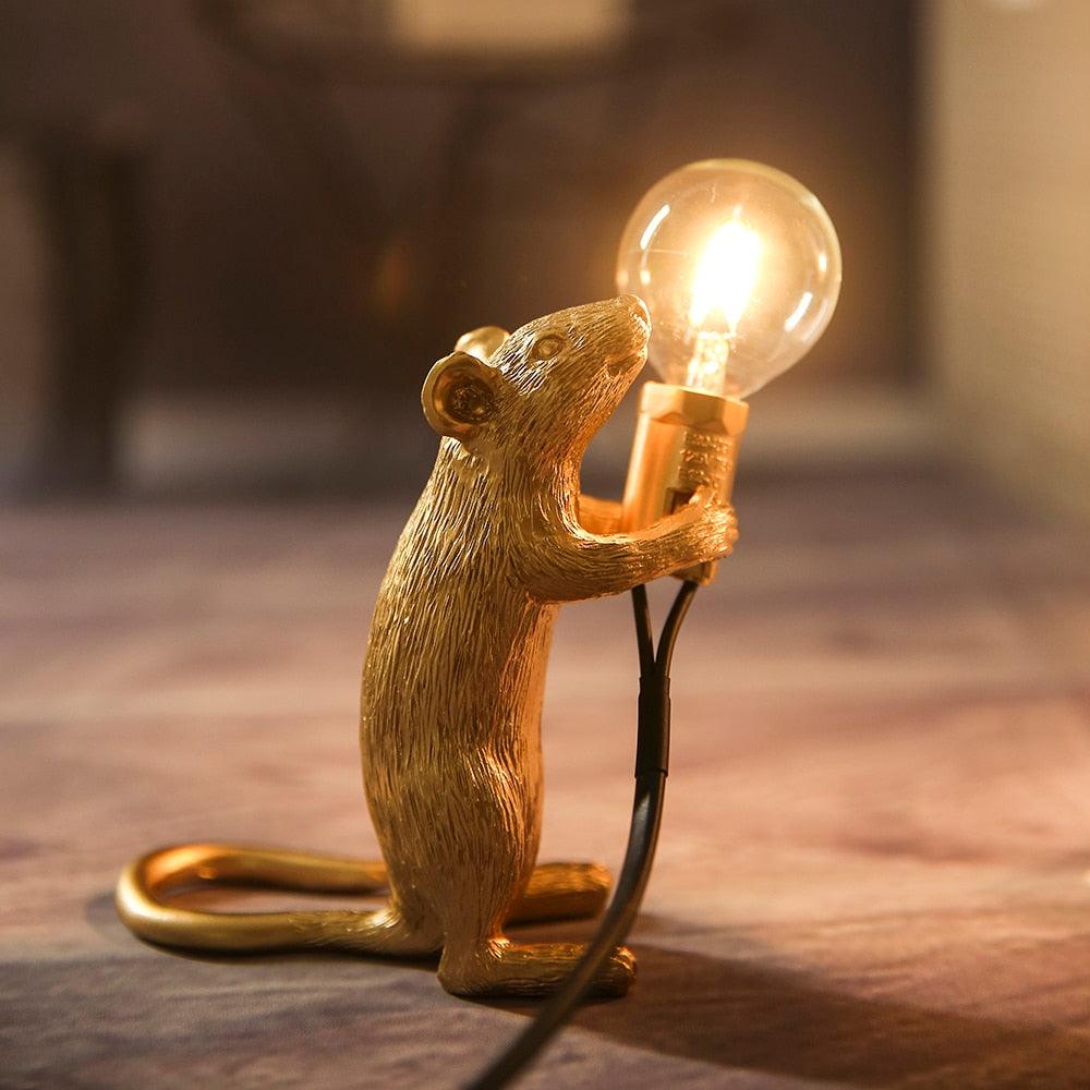 Table Lamp Mouse Shaped Ceramic Resin LED