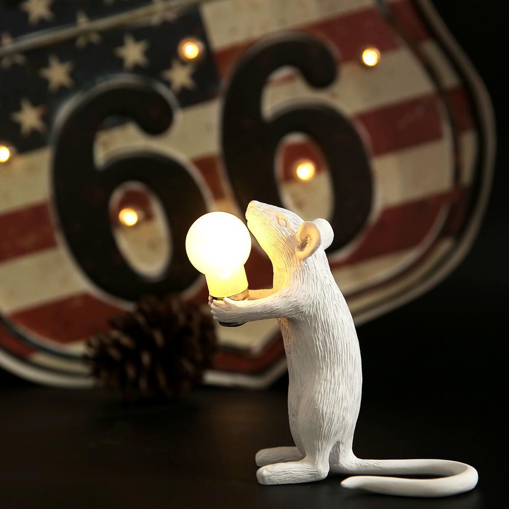 Table Lamp Mouse Shaped Ceramic Resin LED