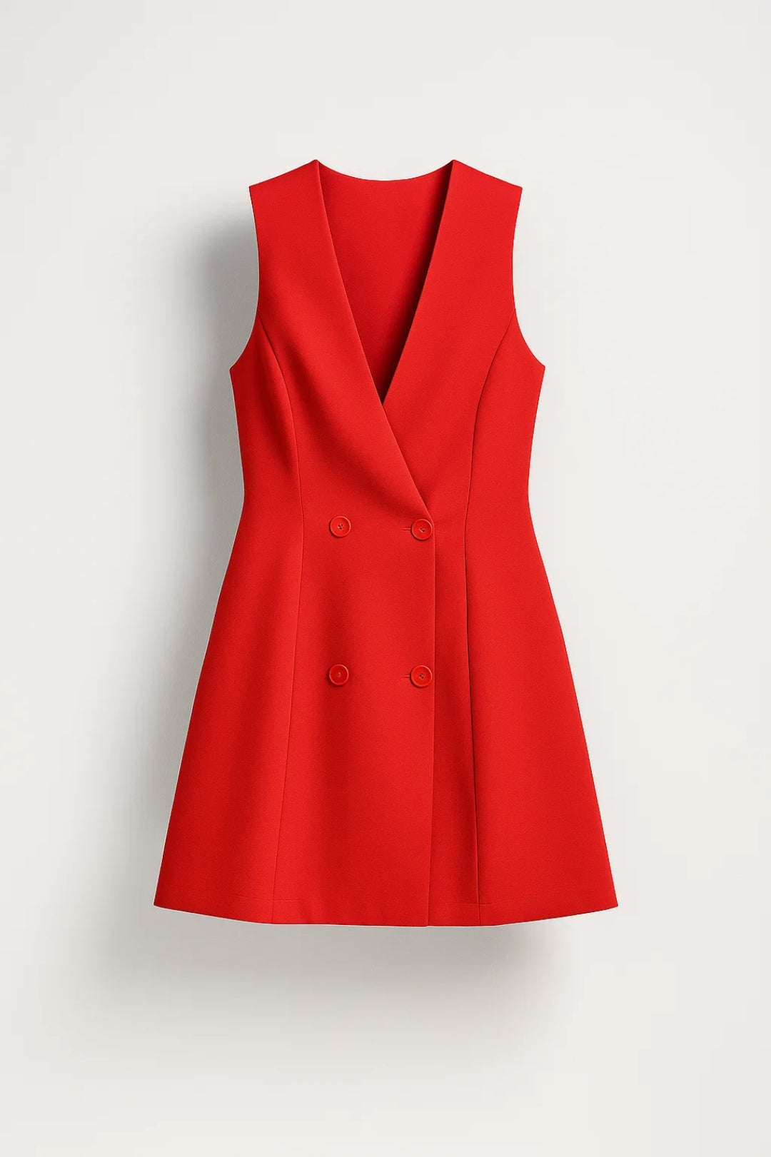 Sleeveless Blazer Mini Dress with Double Button Front