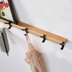 Nori Coat Rack | Adjustable Double Hooks, Black & Wood Finish